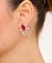 Kiraz Burgundy Crystal Stoned Silver Plated Earring