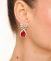 Kiraz Burgundy Crystal Stoned Silver Plated Earring