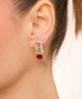 Kiraz Burgundy Crystal Stoned Silver Plated Earring