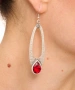 Kiraz Burgundy Crystal Stoned Silver Plated Earring