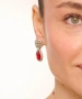 Kiraz Burgundy Crystal Stoned Silver Plated Earring