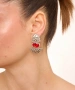 Kiraz Burgundy Crystal Stoned Silver Plated Earring