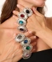 Kiraz Burgundy Crystal Stoned Silver Plated Ring