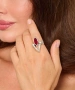 Kiraz Burgundy Crystal Stoned Silver Plated Ring