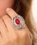 Kiraz Burgundy Crystal Stoned Silver Plated Ring