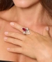 Kiraz Burgundy Crystal Stoned Silver Plated Ring