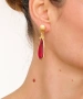 Kiraz Burgundy Enameled Gold Plated Earring