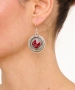 Kiraz Burgundy Enameled Silver Plated Earring