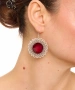 Kiraz Burgundy Enameled Silver Plated Earring