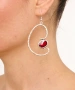 Kiraz Burgundy Enameled Silver Plated Earring