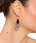 Kiraz Burgundy Enameled Silver Plated Earring