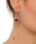 Kiraz Burgundy Enameled Silver Plated Heart Earring
