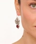 Kiraz Burgundy Enameled Silver Plated Leaf Earring