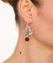 Kiraz Burgundy Enameled Silver Plated Leaf Earring
