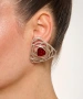 Kiraz Burgundy Enameled Silver Plated Triangle Earring