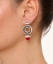 Kiraz Burgundy Pearl Stoned Silver Plated Earring
