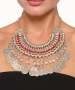 Kiraz Burgundy Stoned Cleopatra Silver Plated Necklace