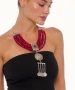 Kiraz Burgundy Stoned Silver Plated Necklace