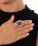 Kiraz Burgundy Stoned Silver Plated Ring
