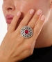 Kiraz Burgundy Stoned Silver Plated Ring