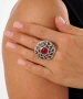Kiraz Burgundy Stoned Silver Plated Ring