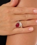 Kiraz Burgundy Stoned Silver Plated Ring