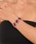 Kiraz Burgundy Stoned Elastic  Silver Plated Bracelet