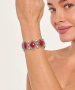 Kiraz Burgundy Stoned Elastic  Silver Plated Bracelet