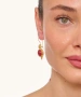 Kiraz Burgundy Stoned Gold Plated Earring