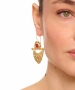 Kiraz Burgundy Stoned Gold Plated Earring