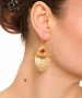 Kiraz Burgundy Stoned Gold Plated Earring