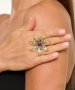 Kiraz Burgundy Stoned Gold Plated Flower Ring