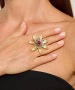 Kiraz Burgundy Stoned Gold Plated Flower Ring