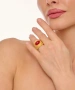 Kiraz Burgundy Stoned Gold Plated Ring