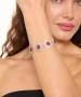 Kiraz Burgundy Stoned Silver Plated Bracelet