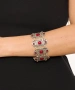 Kiraz Burgundy Stoned Silver Plated Bracelet
