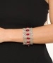 Kiraz Burgundy Stoned Silver Plated Bracelet