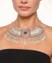 Kiraz Burgundy Stoned Silver Plated Cleopatra Necklace