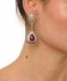Kiraz Burgundy Stoned Silver Plated Earring