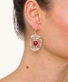 Kiraz Burgundy Stoned Silver Plated Earring