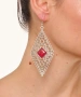 Kiraz Burgundy Stoned Silver Plated Earring