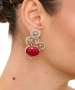 Kiraz Burgundy Stoned Silver Plated Earring