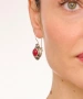 Kiraz Burgundy Stoned Silver Plated Earring