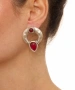 Kiraz Burgundy Stoned Silver Plated Earring