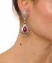 Kiraz Burgundy Stoned Silver Plated Earring