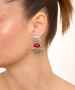 Kiraz Burgundy Stoned Silver Plated Earring