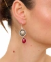 Kiraz Burgundy Stoned Silver Plated Earring