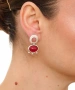 Kiraz Burgundy Stoned Silver Plated Earring
