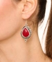 Kiraz Burgundy Stoned Silver Plated Earring