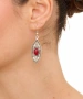 Kiraz Burgundy Stoned Silver Plated Earring